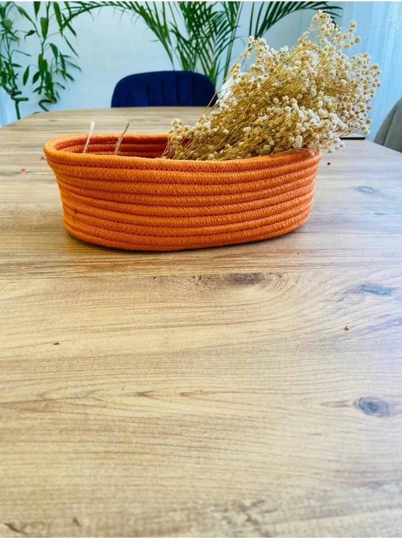بدز ديري Bdz Leather Wicker, Jute, Basket, Cupboard, Children's Room, Organizer, Storage Basket, Bread Basket, 30 x 20 x 10 cm
