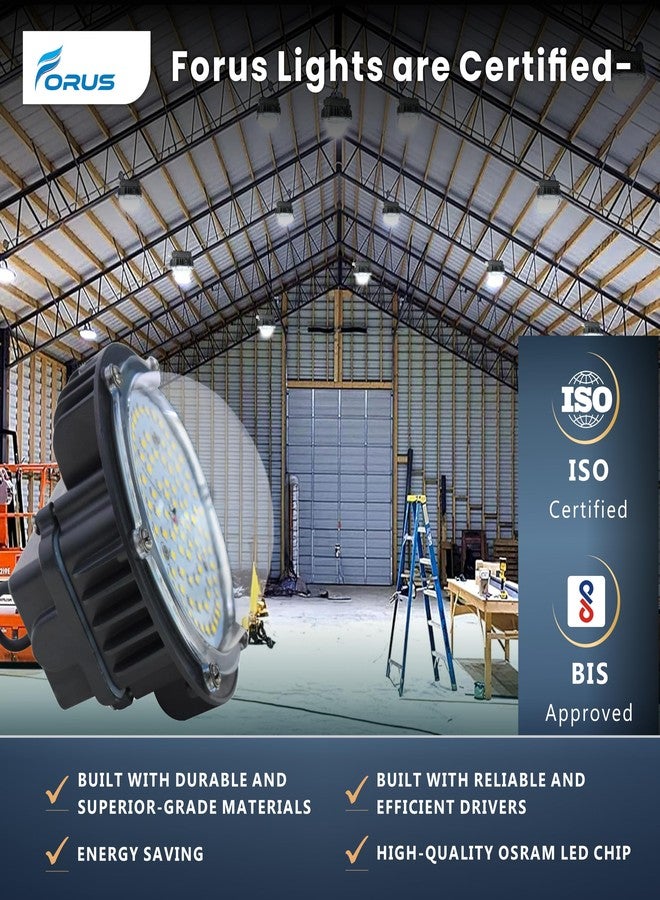 Forus مصباح فوريس LED زجاجي بقوة 40 واط (أبيض بارد) مع ضمان 5 سنوات - مصباح عالي الإضاءة مثالي للمستودعات، والإضاءة المعلقة، والإضاءة الصناعية والتجارية، والإضاءة العالية، وإضاءة السقائف - عبوة من 4 قطع - Image 3
