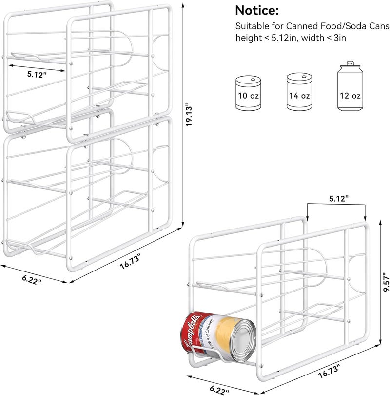 MOOACE 4 Pack Can Dispenser Rack, Stackable Can Storage Organizer Holder for Canned food Kitchen Cabinet Pantry Countertop, White - Image 5