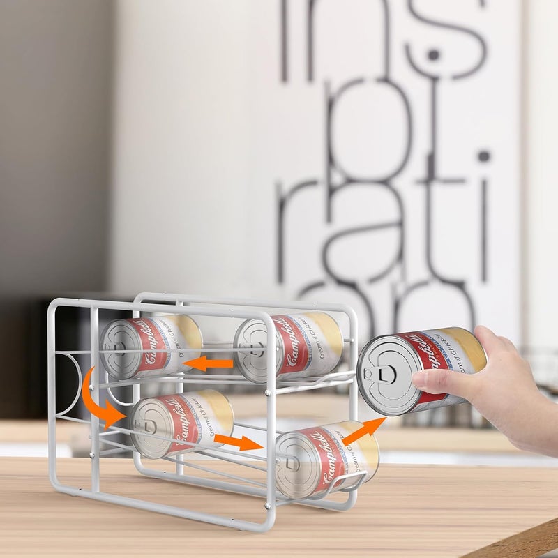 MOOACE 4 Pack Can Dispenser Rack, Stackable Can Storage Organizer Holder for Canned food Kitchen Cabinet Pantry Countertop, White - Image 3