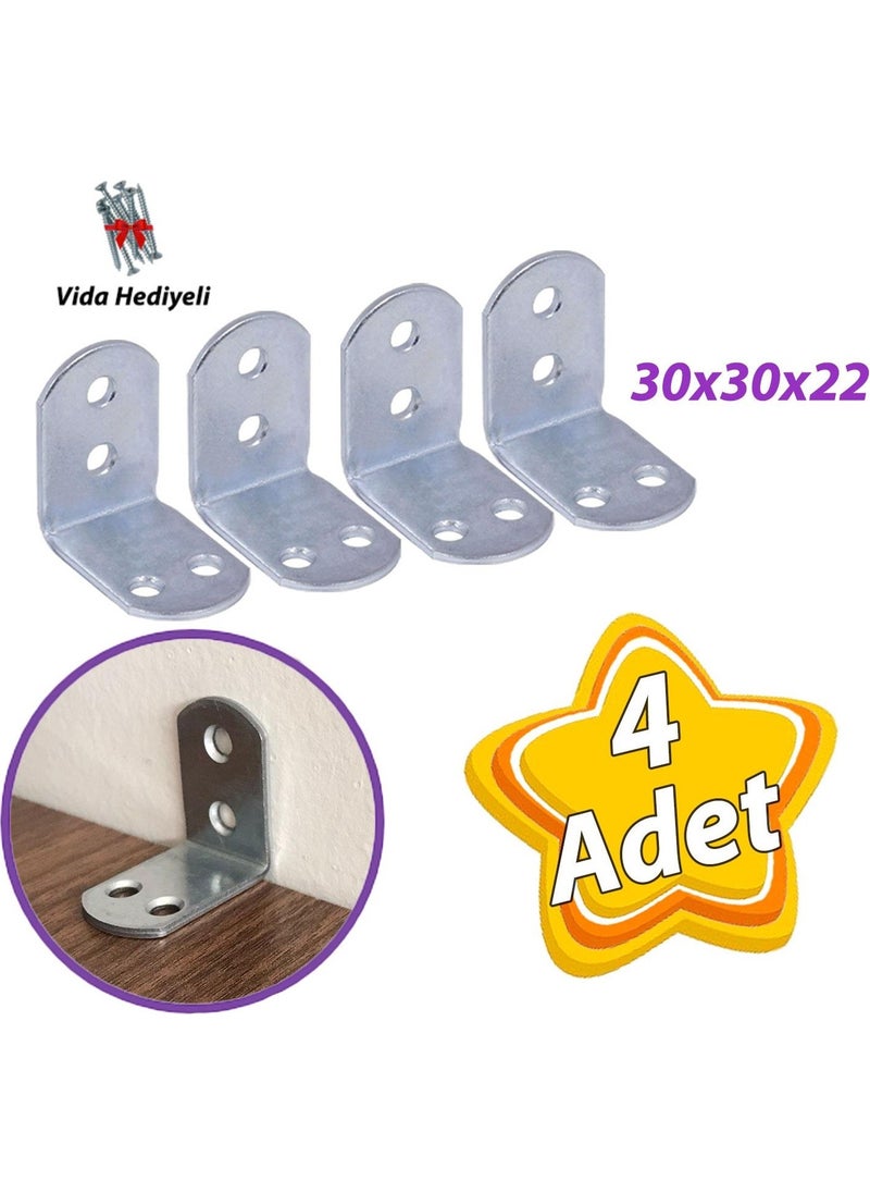Glaswen 4 Pieces Furniture Cabinet Wall Fixer Corner Connection L Iron Miter Earthquake Safety 30 x 30 x 22 mm  - Image 4