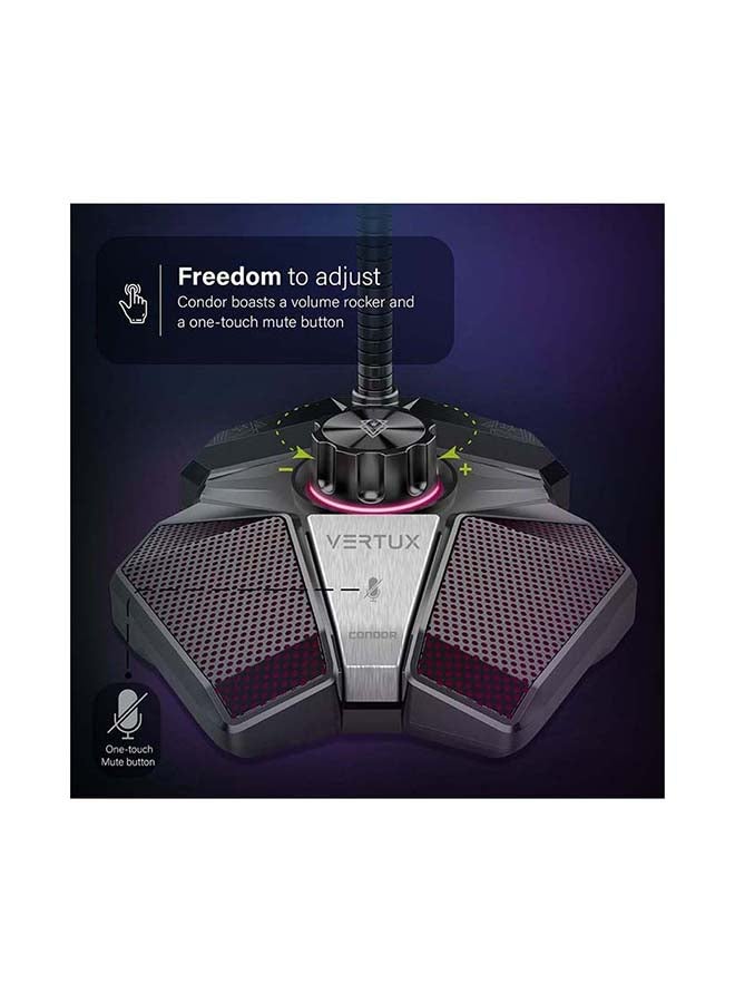 VERTUX Condor High Sensitivity USB Gaming Microphone Black - Image 5