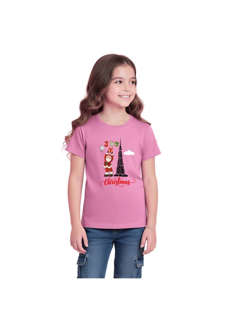 برينت شوب فور مي تي شيرت عيد الميلاد سانتا للفتيات والأطفال - تي شيرت قطني برقبة دائرية وأكمام قصيرة، ملابس يومية - Image 3