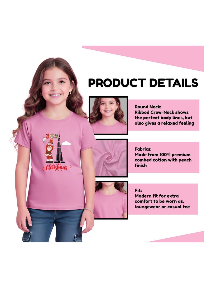 برينت شوب فور مي تي شيرت عيد الميلاد سانتا للفتيات والأطفال - تي شيرت قطني برقبة دائرية وأكمام قصيرة، ملابس يومية - Image 4