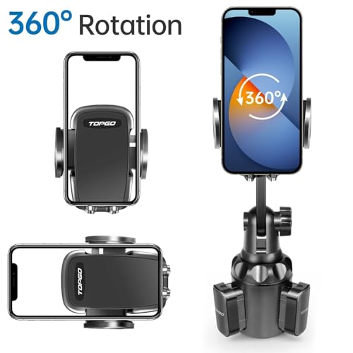 TOPGO Cup Phone Holder for Car, [No Shaking & Stable & Adjustable Pole] Car Cup Phone Mount, Compatible with iPhone 17 and All 4.0-7.0 inches Smartphones - Black - Image 5