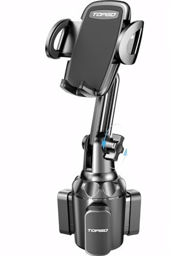 TOPGO Cup Phone Holder for Car, [No Shaking & Stable & Adjustable Pole] Car Cup Phone Mount, Compatible with iPhone 17 and All 4.0-7.0 inches Smartphones - Black - Image 1