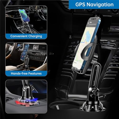 TOPGO Cup Phone Holder for Car, [No Shaking & Stable & Adjustable Pole] Car Cup Phone Mount, Compatible with iPhone 17 and All 4.0-7.0 inches Smartphones - Black - Image 2
