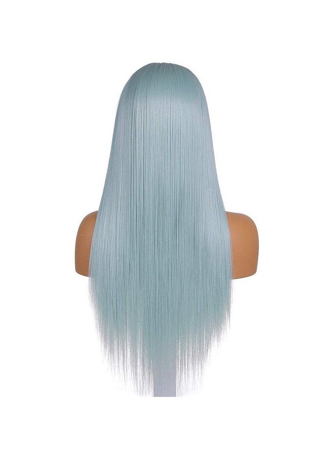 FUHSI Headband Wig For Women Spearmint Color Non Lace Front Wig Long Straight Glueless Futura Fiber Synthetic Wig Color22Inch Opal Color  - Image 3