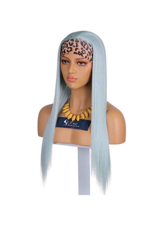 FUHSI Headband Wig For Women Spearmint Color Non Lace Front Wig Long Straight Glueless Futura Fiber Synthetic Wig Color22Inch Opal Color  - Image 5
