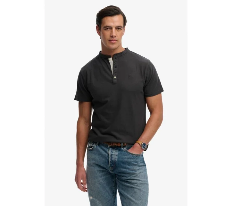 Superdry Classic Cotton Linen Short Sleeve Grandad T-shirt