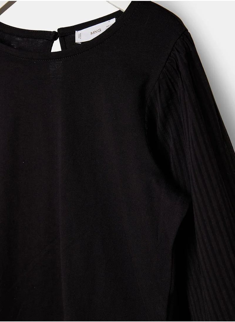 MANGO Kids Pleated Puff Sleeve T-Shirt