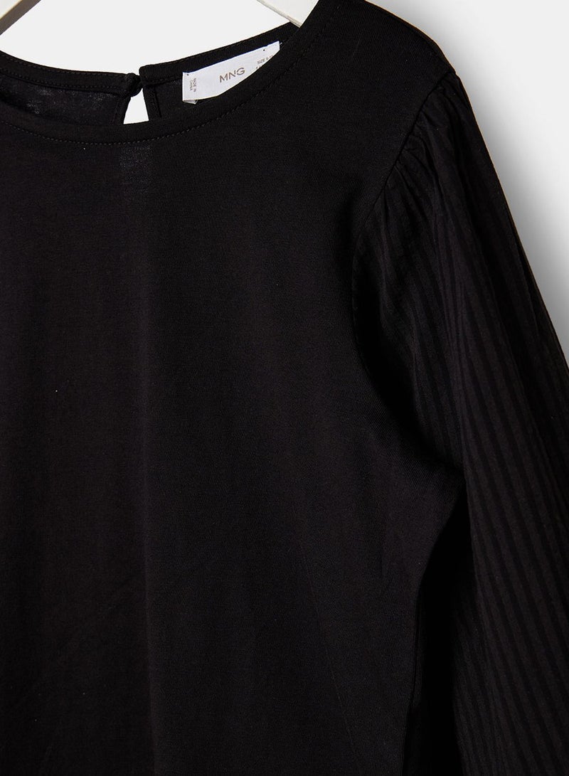 MANGO Kids Pleated Puff Sleeve T-Shirt - Image 3