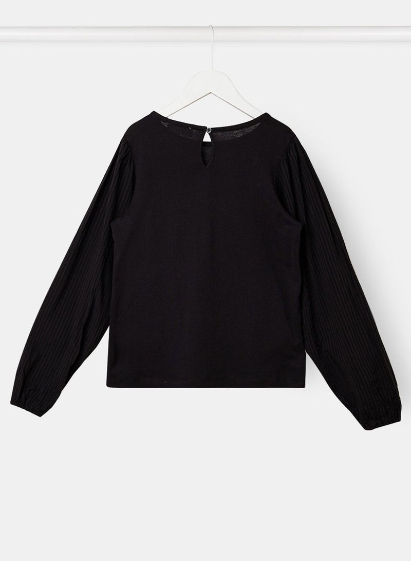 MANGO Kids Pleated Puff Sleeve T-Shirt - Image 2