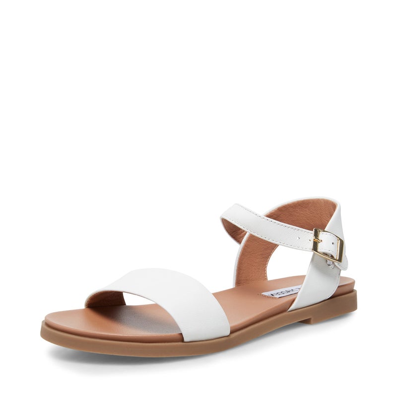 Steve Madden Women's Dina Flat Sandal, White Leather, 8.5 - Image 1