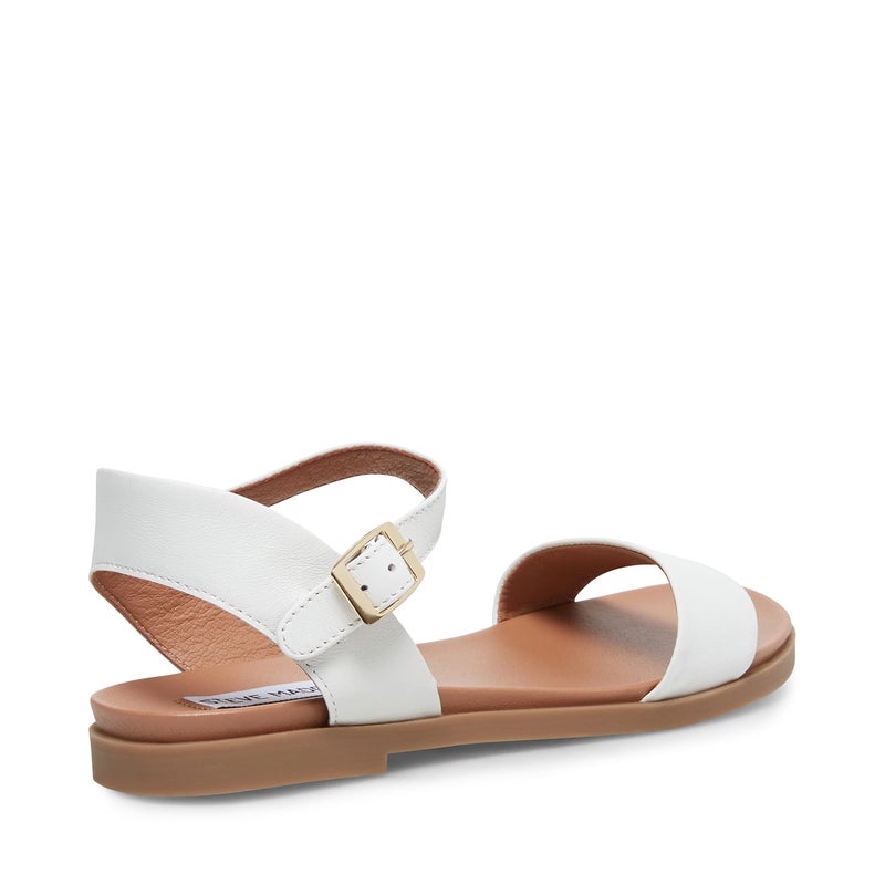 Steve Madden Women's Dina Flat Sandal, White Leather, 8.5 - Image 2