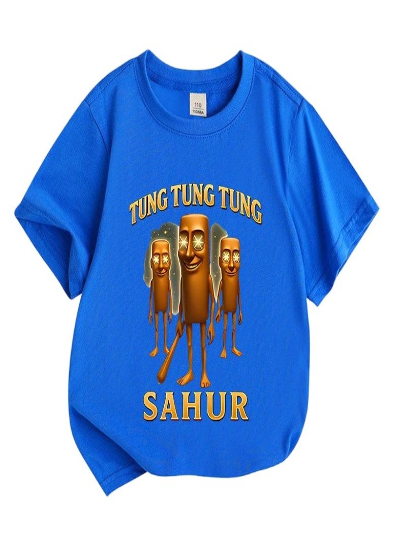 tung tung tung Unisex Short Sleeve Stylish Top TShirt cotton Tee for Boys Girls Kid Children - Image 1