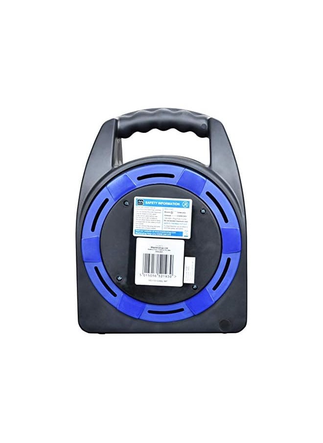 MASTERPLUG - Masterplug HST1513/4BL Four Socket Open Cable Reel Extension Lead with Handle, 15 Metres, Black/Blue - Image 1