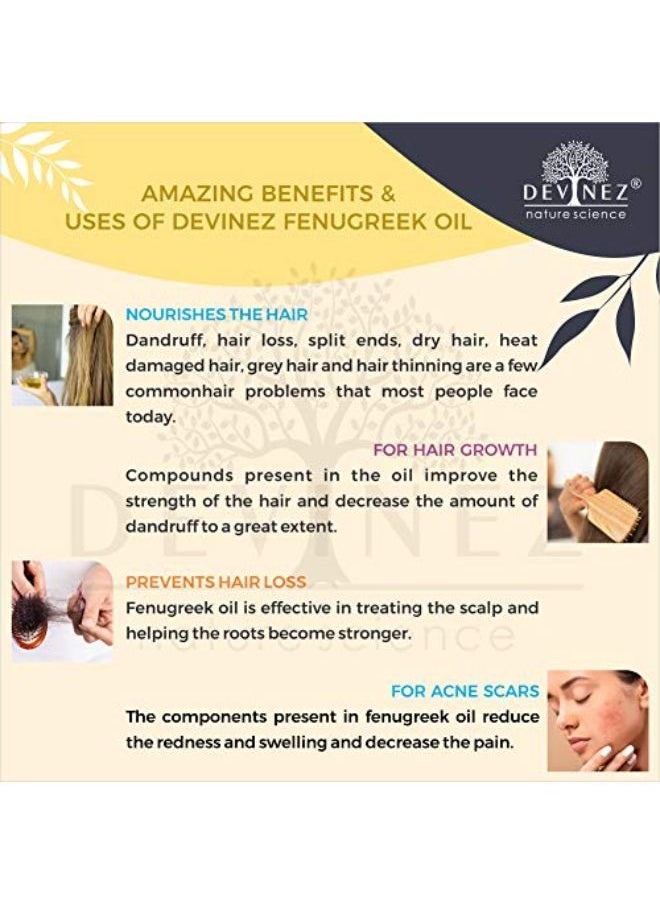 Devinez Fenugreek, Methi Cold Pressed Oil, 30Ml In Glass Bottle, 100% Pure, Natural & Undiluted - For Massage, Hair Care, Dandruff, Hair Care, Skin Irritation, Acne Reduction & Skin Care  - Image 4