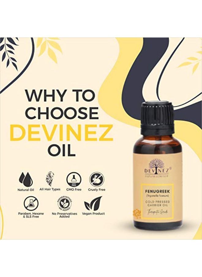 Devinez Fenugreek, Methi Cold Pressed Oil, 30Ml In Glass Bottle, 100% Pure, Natural & Undiluted - For Massage, Hair Care, Dandruff, Hair Care, Skin Irritation, Acne Reduction & Skin Care  - Image 2