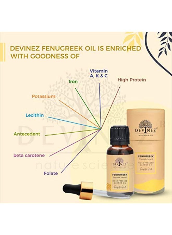 Devinez Fenugreek, Methi Cold Pressed Oil, 30Ml In Glass Bottle, 100% Pure, Natural & Undiluted - For Massage, Hair Care, Dandruff, Hair Care, Skin Irritation, Acne Reduction & Skin Care  - Image 5
