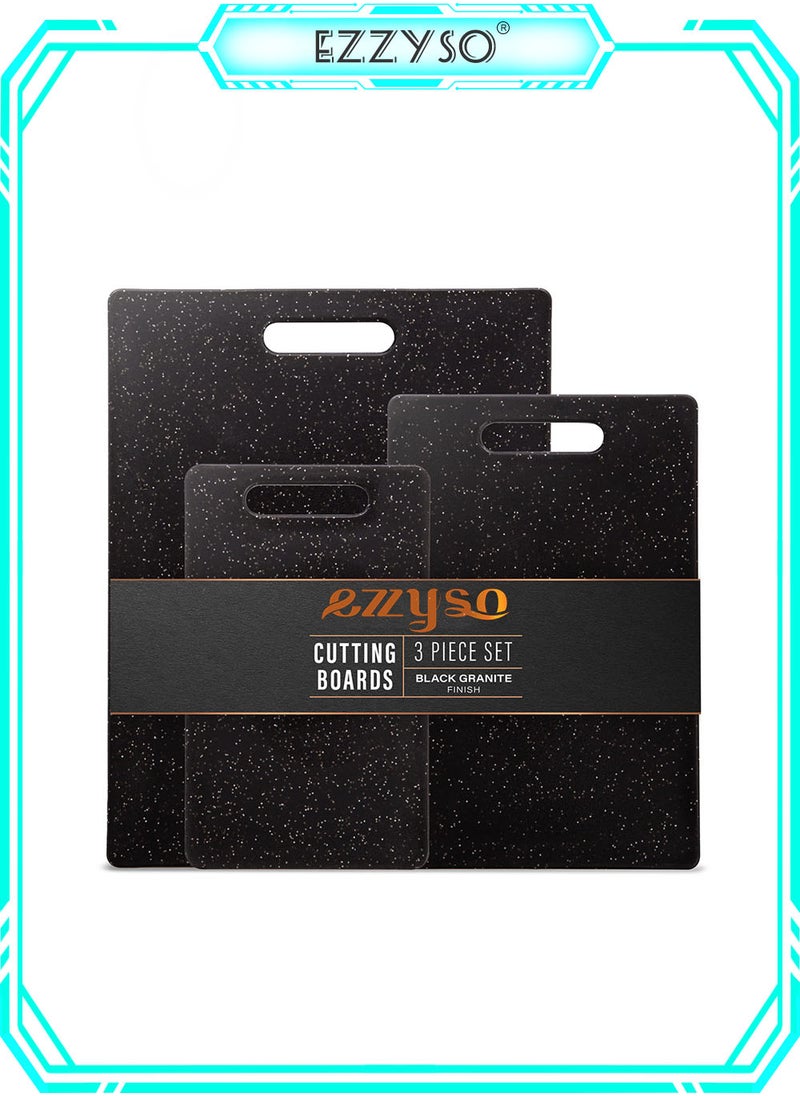 EzzySo - Lounsweer 3 Pcs Small Cutting Board for Kitchen, Mini Plastic Chopping Board Set for Camping Food Fruits Vegetables, Black - Image 1