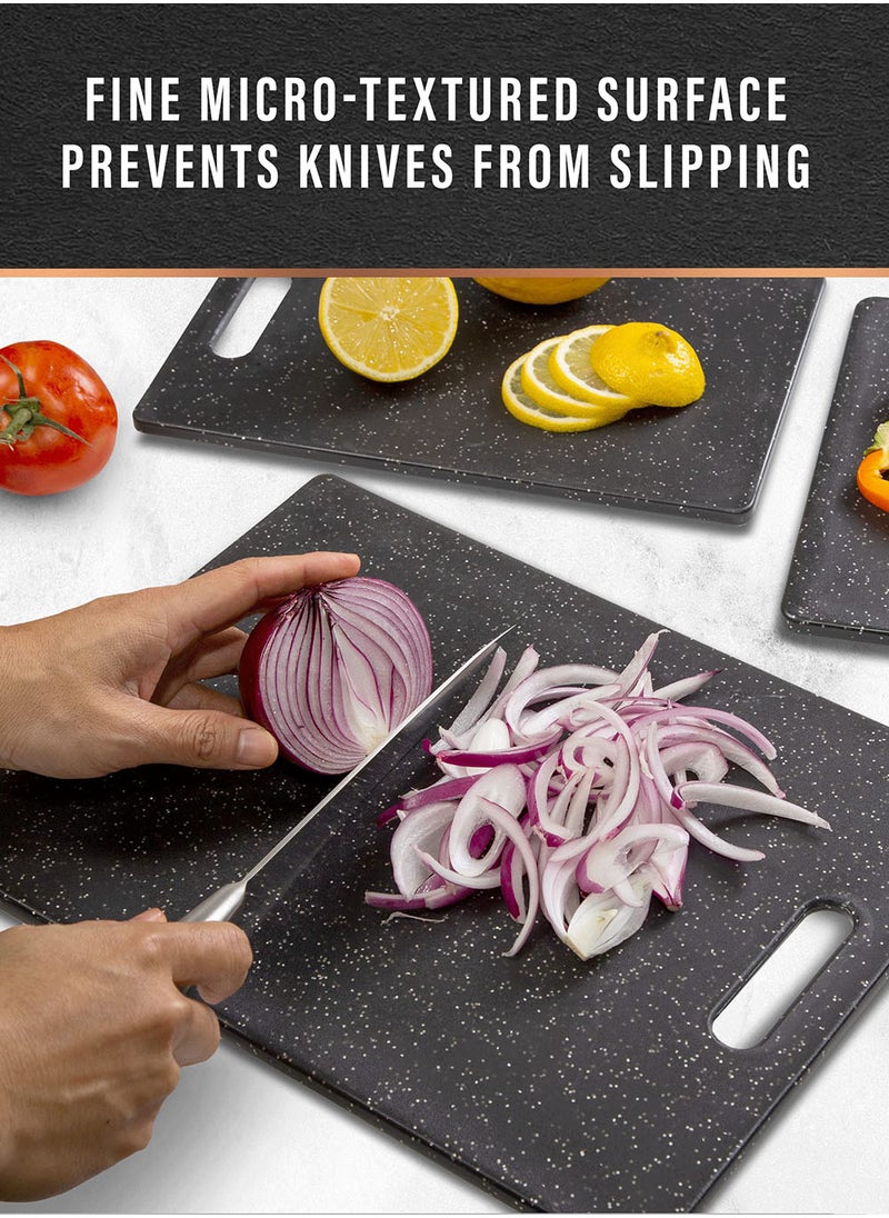 EzzySo - Lounsweer 3 Pcs Small Cutting Board for Kitchen, Mini Plastic Chopping Board Set for Camping Food Fruits Vegetables, Black - Image 1