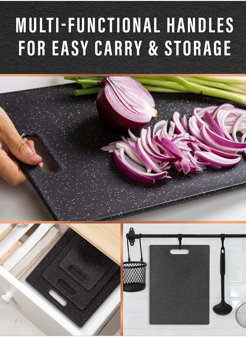EzzySo - Lounsweer 3 Pcs Small Cutting Board for Kitchen, Mini Plastic Chopping Board Set for Camping Food Fruits Vegetables, Black - Image 1