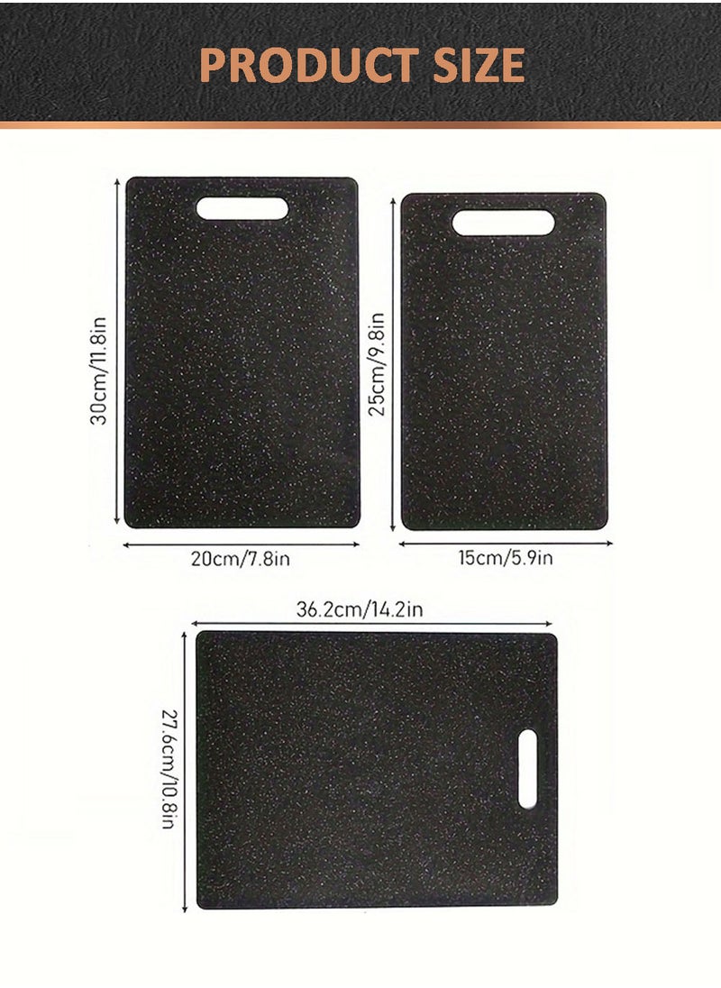 EzzySo - Lounsweer 3 Pcs Small Cutting Board for Kitchen, Mini Plastic Chopping Board Set for Camping Food Fruits Vegetables, Black - Image 1