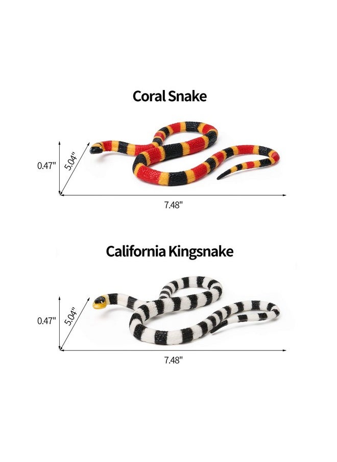 8Pcs Fake Snakes Toy Figurines Realistic Fake Snake Prank Rubber Snake Props Scary Snake Toy Scare Birds, Cobra Snake, Boa Constrictor, Coral Snake, Rattlesnake Wild Life Figures
