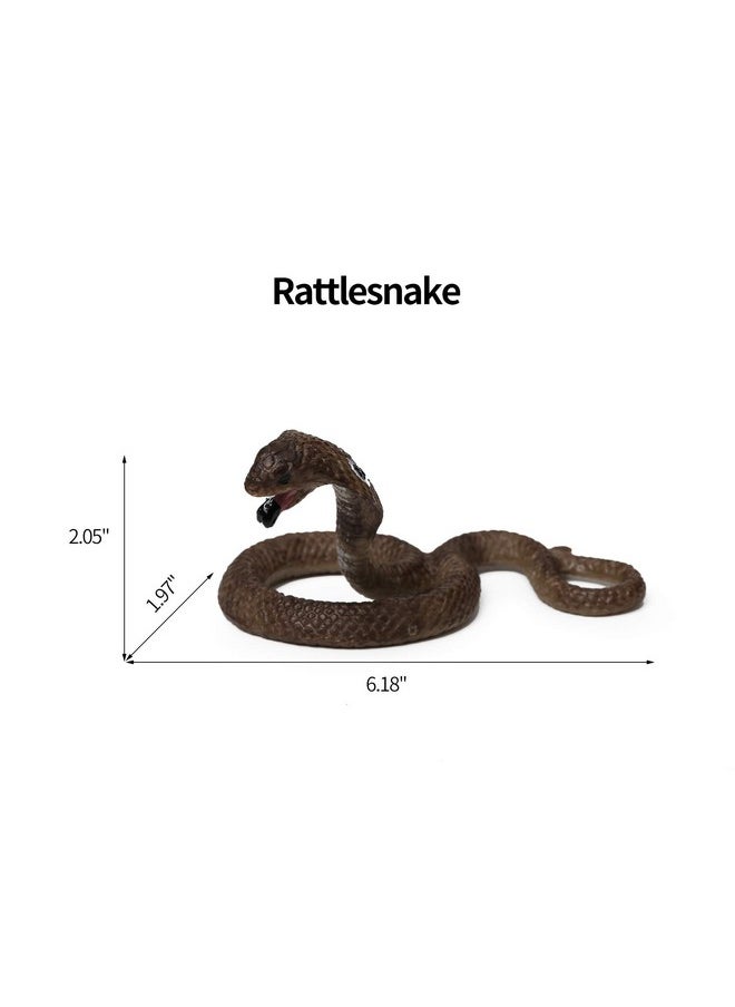 8Pcs Fake Snakes Toy Figurines Realistic Fake Snake Prank Rubber Snake Props Scary Snake Toy Scare Birds, Cobra Snake, Boa Constrictor, Coral Snake, Rattlesnake Wild Life Figures