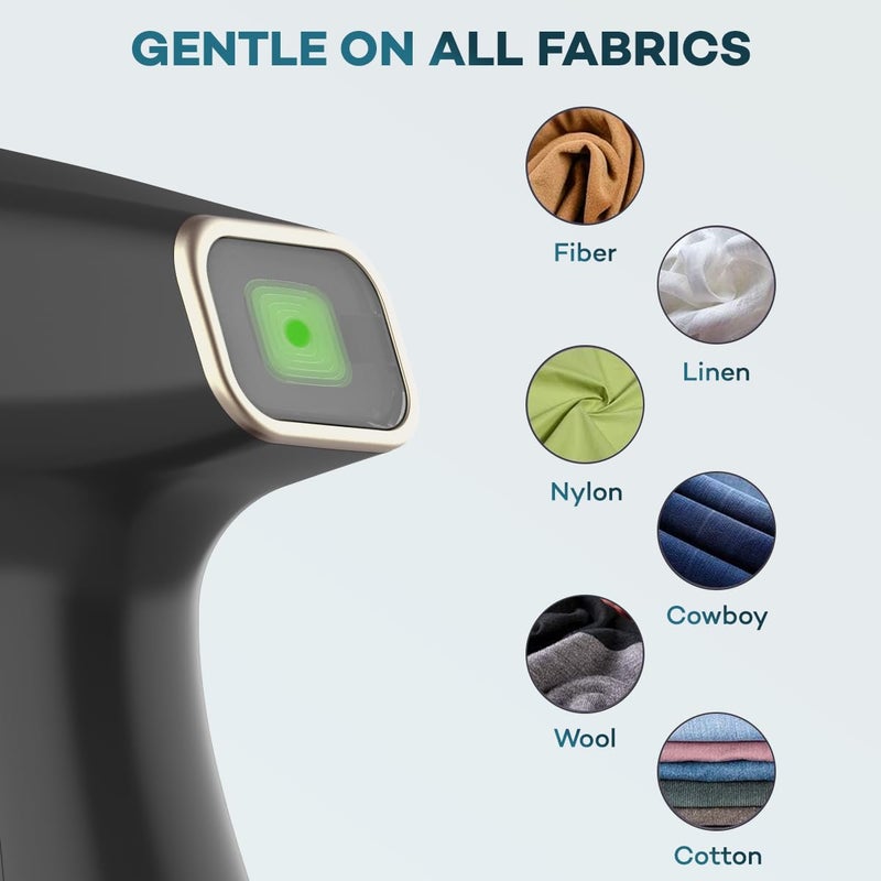 nexlev بخار الملابس المحمول من نكلف - مزيل التجاعيد - استخدام أفقي ورأسي - 1500 واط - 25 جرام/دقيقة - بخار سريع - تسخين سريع - فوهة بخار سيراميكية - خزان ماء سعة 300 مل - فرش حرارية لإزالة الوبر GS02 - Image 2