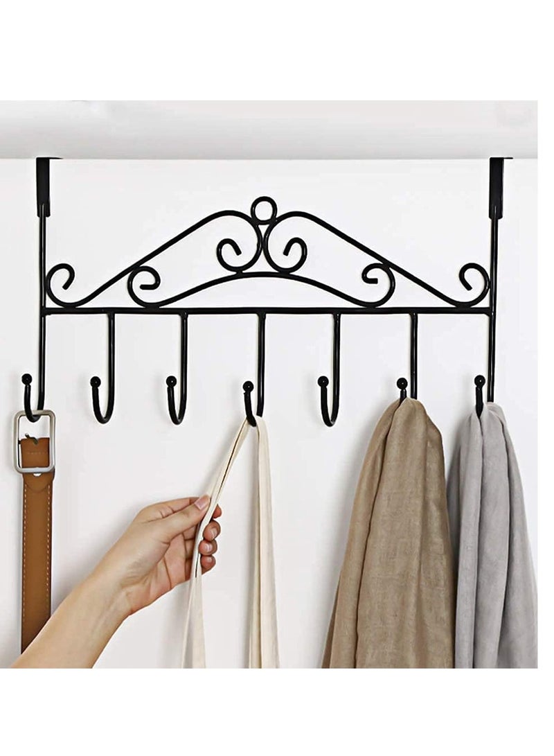 7 Hooks Over the Door Hanger Decorative Organizer for Clothes, Coats, Hats, Belts, Towels Door Hanger for Home or Office  Stainless Steel - Image 1