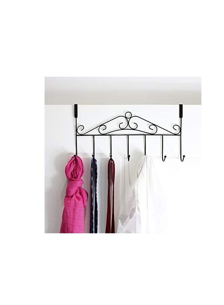 7 Hooks Over the Door Hanger Decorative Organizer for Clothes, Coats, Hats, Belts, Towels Door Hanger for Home or Office  Stainless Steel - Image 2