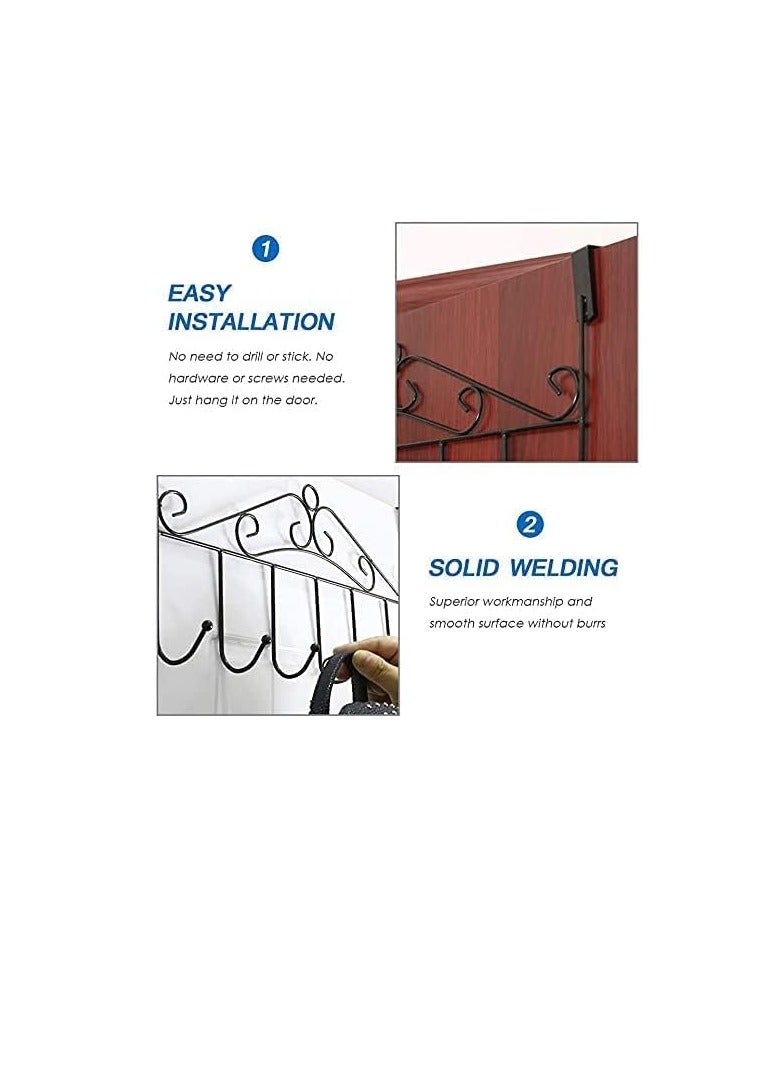 7 Hooks Over the Door Hanger Decorative Organizer for Clothes, Coats, Hats, Belts, Towels Door Hanger for Home or Office  Stainless Steel - Image 5