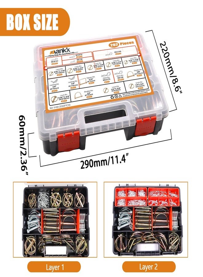 mankk 202PCS Heavy Duty Hitch Pins Clip Pins Assortment Kit Tractor Pins Linch Pins PTO Pins R Clip Pins Hair Pins,for Farm Tractors Trailers Trucks Attachments Lawn Mowers M-149-202PCS - Image 4
