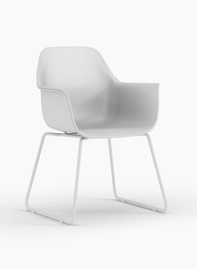 Multi-Purpose Visitor Chair Upholstered Seat and Back with Steel Legs, White - Image 1