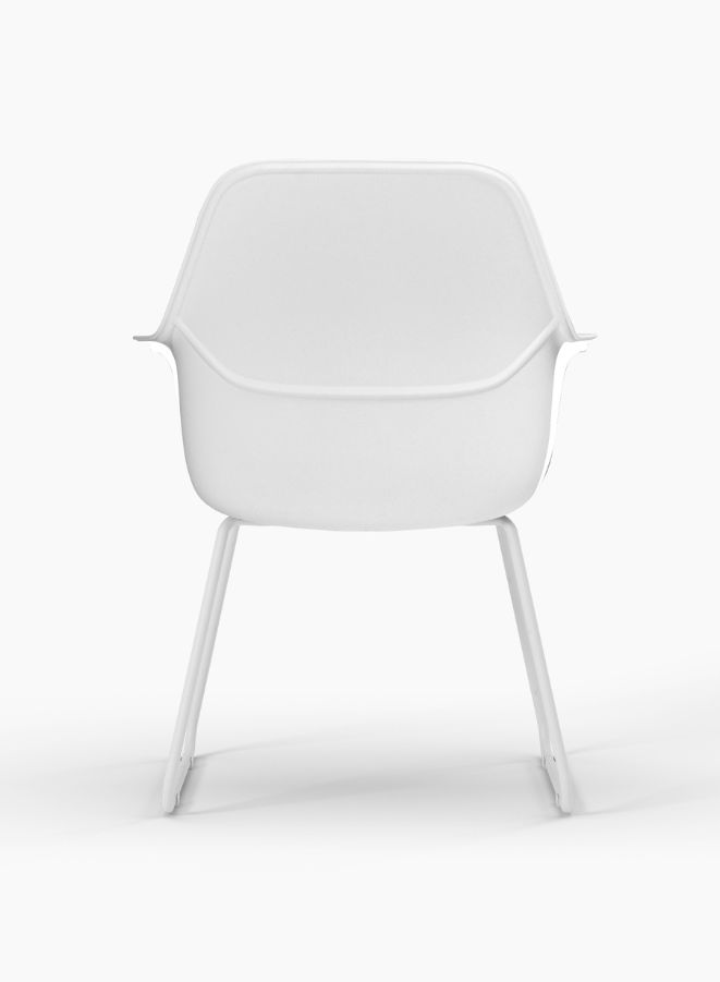 Multi-Purpose Visitor Chair Upholstered Seat and Back with Steel Legs, White - Image 3