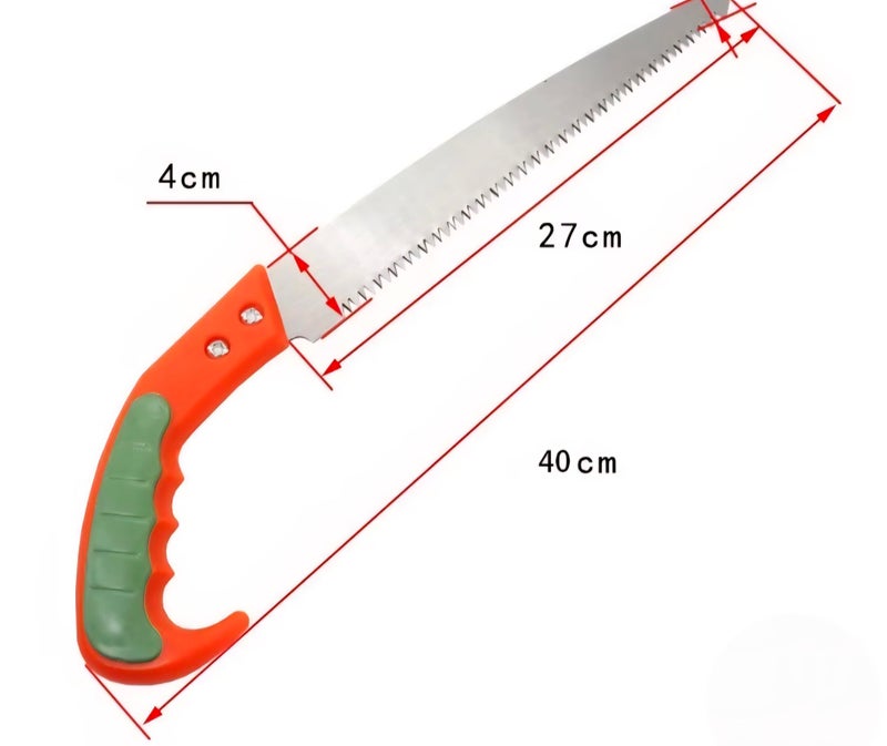 Hand Saw for Cutting Branches, Metal Blade, Orange and Green Handle, Sharp Teeth for Cutting - Image 2