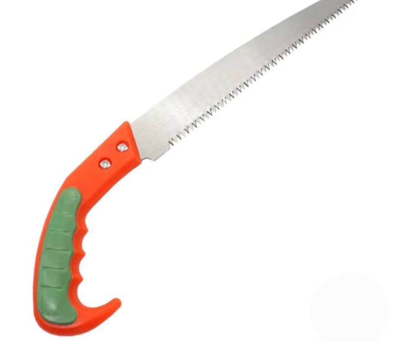 Hand Saw for Cutting Branches, Metal Blade, Orange and Green Handle, Sharp Teeth for Cutting - Image 1