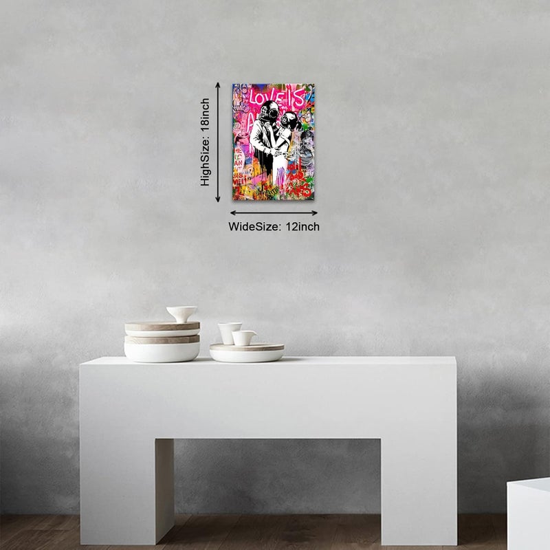 KAWAHONE Banksy Artist Deep Sea Diver Lovers Spray Paint Graffiti & Street Art Pop Culture Bohemian Multicolor Dark for Living Room, Bedroom, Office-12x18Inch - Image 5