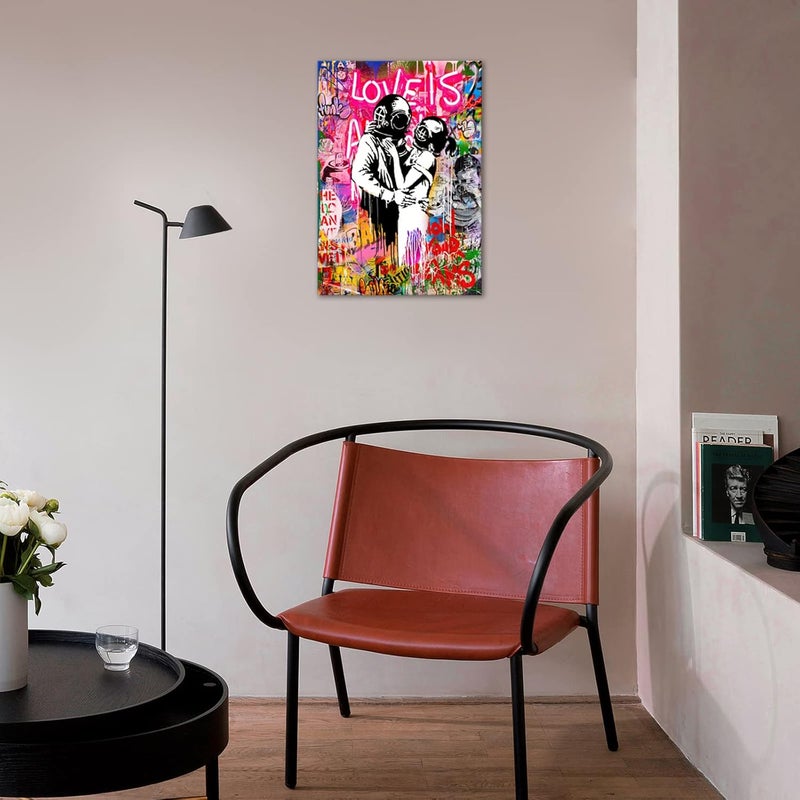 KAWAHONE Banksy Artist Deep Sea Diver Lovers Spray Paint Graffiti & Street Art Pop Culture Bohemian Multicolor Dark for Living Room, Bedroom, Office-12x18Inch - Image 4