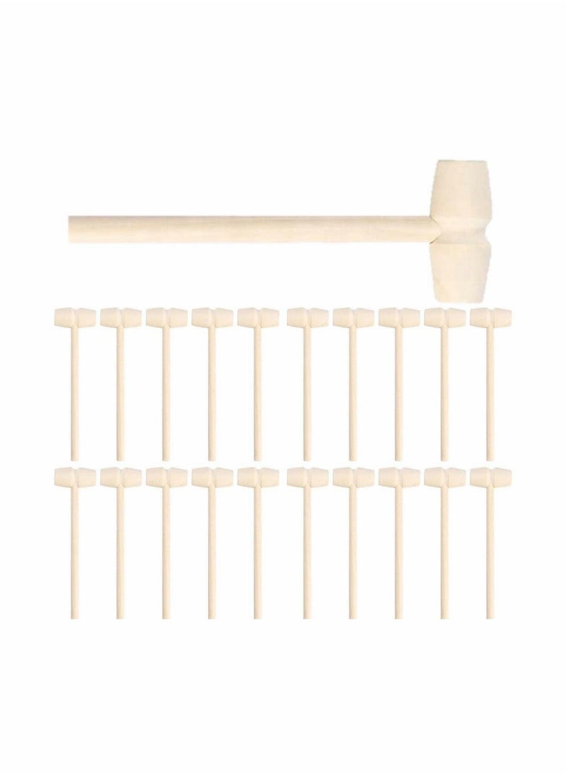 Y&D 20 Pieces Wooden Crab Mallet for Cracking Seafood, Crab, Lobster, Mini Hammer Toy Kids, Chocolate  - Image 1
