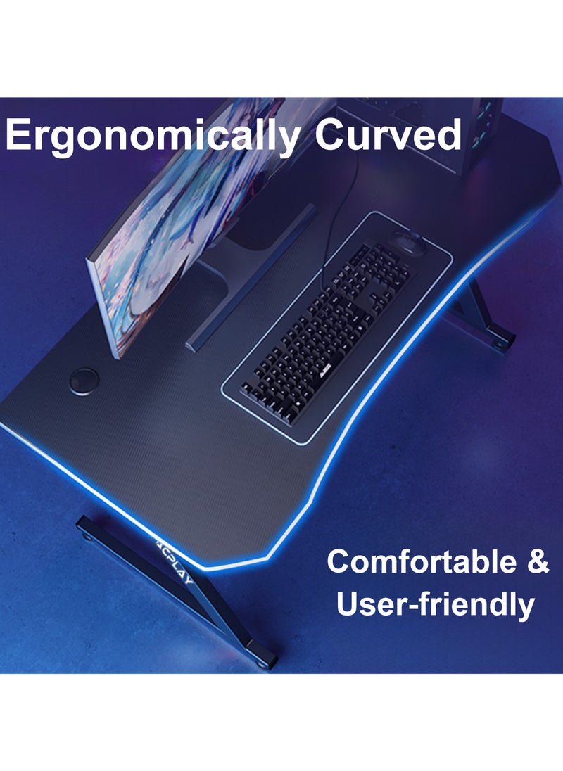 ACPLAY Large Gaming Table,PC Computer Desk with Carbon Fiber Surface, Gaming Desk,Z Shaped PC Gaming Workstation,Ideal for Gaming Home Office（140x60x75cm）  - Image 5