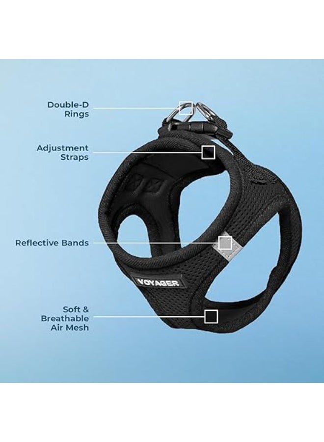 فوييجر سرج ستيب ان اير للكلاب من فوييجر، سرج شبكي عاكس مقاوم لجميع الأحوال الجوية، مناسب للكلاب الصغيرة والمتوسطة والقطط، سرج مثبت بشريط فيلكرو لاصق ومشبك بحلقات مزدوجة على شكل D، لون أسود، مقاس صغير - Image 3