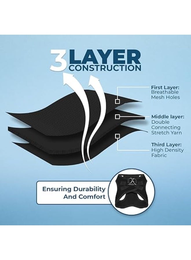 فوييجر سرج ستيب ان اير للكلاب من فوييجر، سرج شبكي عاكس مقاوم لجميع الأحوال الجوية، مناسب للكلاب الصغيرة والمتوسطة والقطط، سرج مثبت بشريط فيلكرو لاصق ومشبك بحلقات مزدوجة على شكل D، لون أسود، مقاس صغير - Image 2