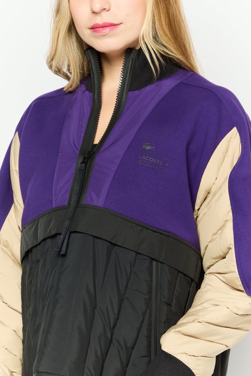 LACOSTE Women Brand Logo Windbreaker Jacket, Purple  - Image 4