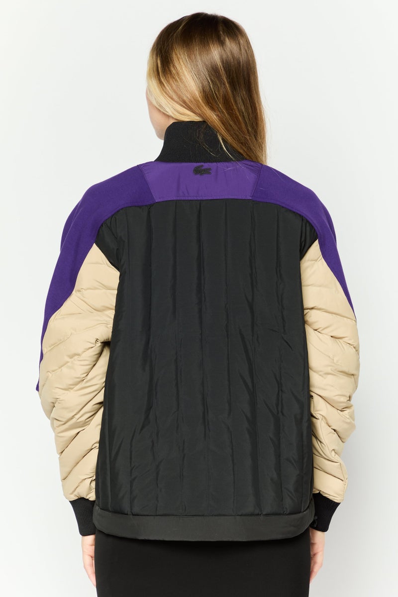 LACOSTE Women Brand Logo Windbreaker Jacket, Purple  - Image 2