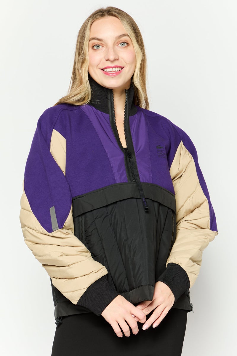 LACOSTE Women Brand Logo Windbreaker Jacket, Purple  - Image 1