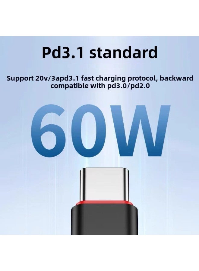 Jiayi Typec Double Elbow Data Line Ctoc Mobile Phone Charging Treasure Short Line 20G Flat Wire Hard Disk Box External Wiring-Color:CC-F75 Black  - Image 5