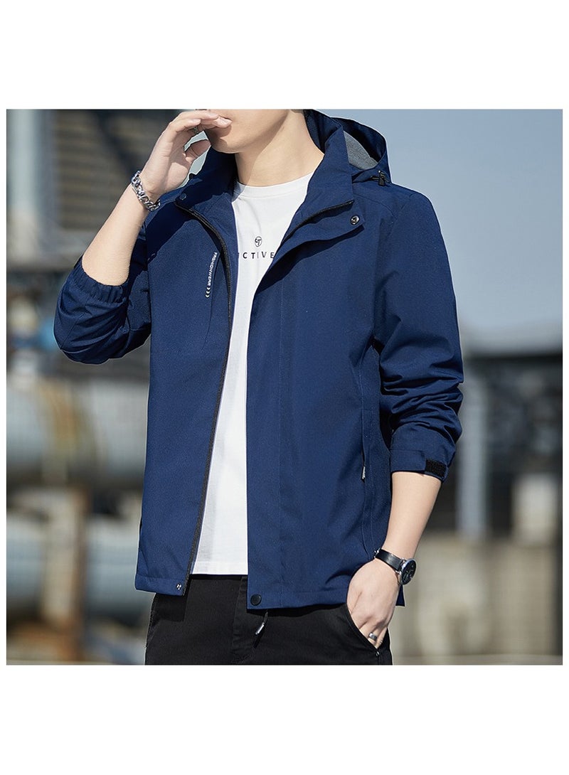Fashionable Men's Simple Windproof And Waterproof Casual Hooded Jacket  - Image 1